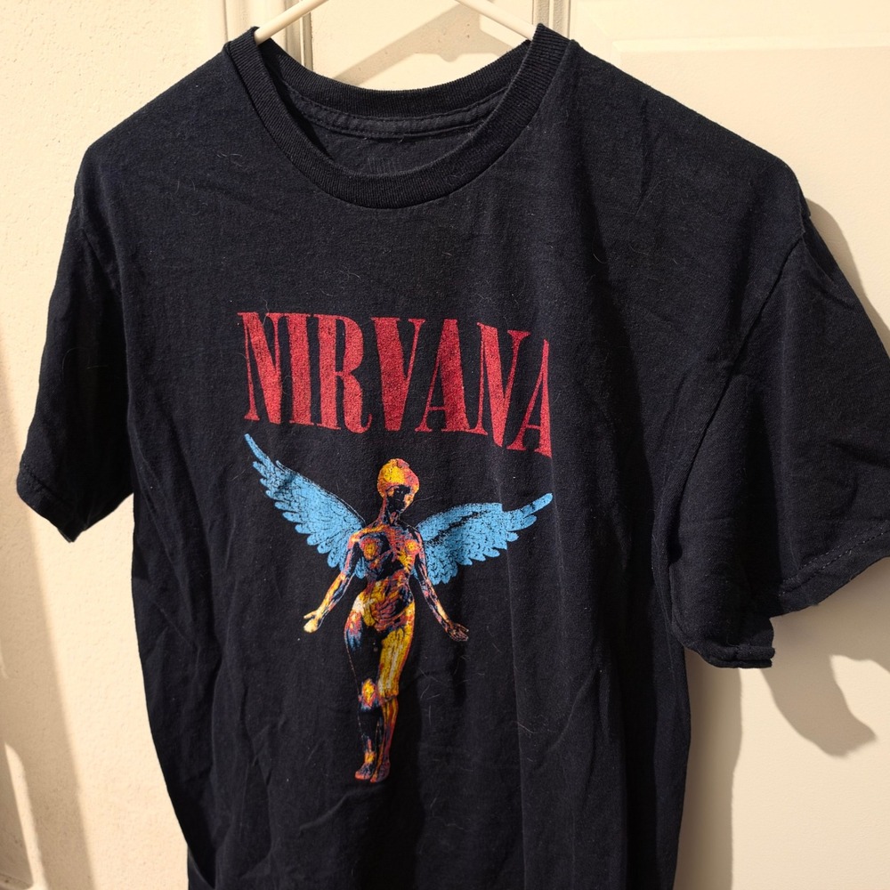 Nirvana In Utero Graphic T-Shirt Mens Medium Black Cotton Band Tee Grunge Rock